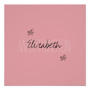 Girl Floral Calligraphy Name pink rot rot Poster