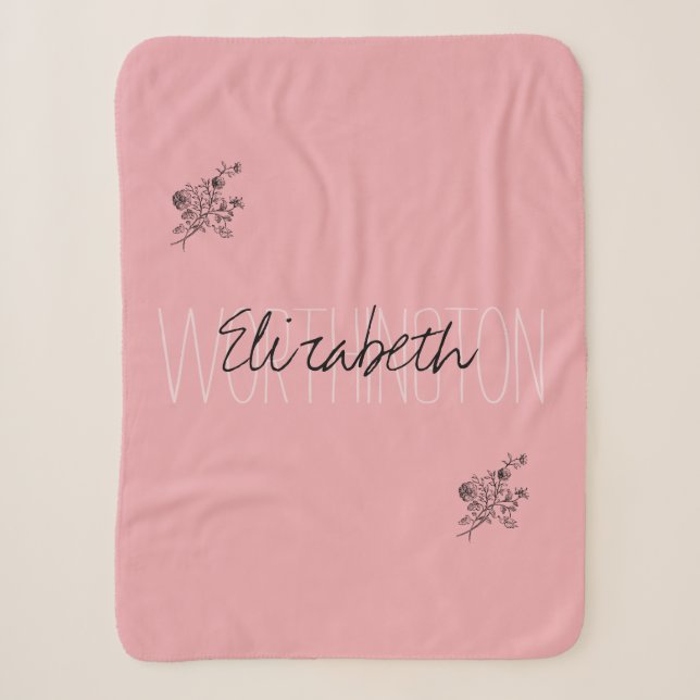 Girl Floral Calligraphy Name pink rot rot Sherpadecke (Vorderseite)