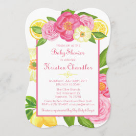 Girl Floral Garden Lemon Babydusche Einladung