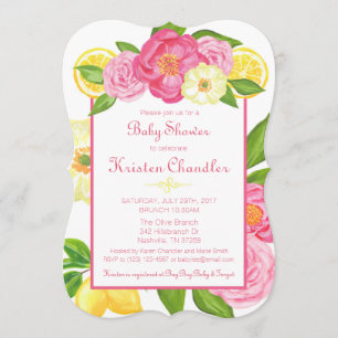 Girl Floral Garden Lemon Babydusche Einladung