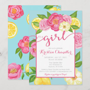 Girl Floral Garden Summer Baby Dusche Einladung