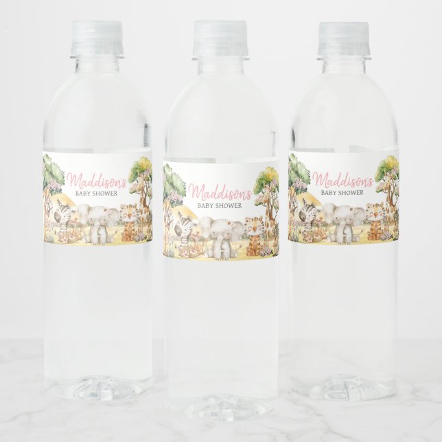 Girl Floral Jungle Safari Animals Baby Dusche (Flaschen)