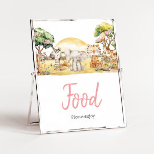 Girl Floral Jungle Safari Animals Baby Dusche Nahr Poster