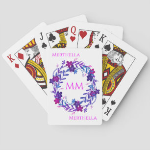 Girl Floral PERSONALISIERT Monogram Spielkarten
