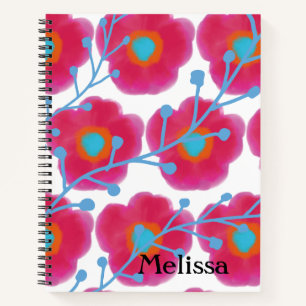 Girl Floral Watercolor Notizbuch