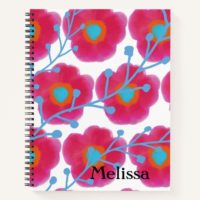 Girl Floral Watercolor Notizbuch (Vorderseite)