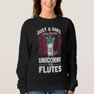 Girl Flute Player Flutist I Niedlich Einhorn spiel Sweatshirt