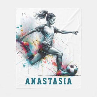Girl Football Player Action Game bunt kick it Fleecedecke