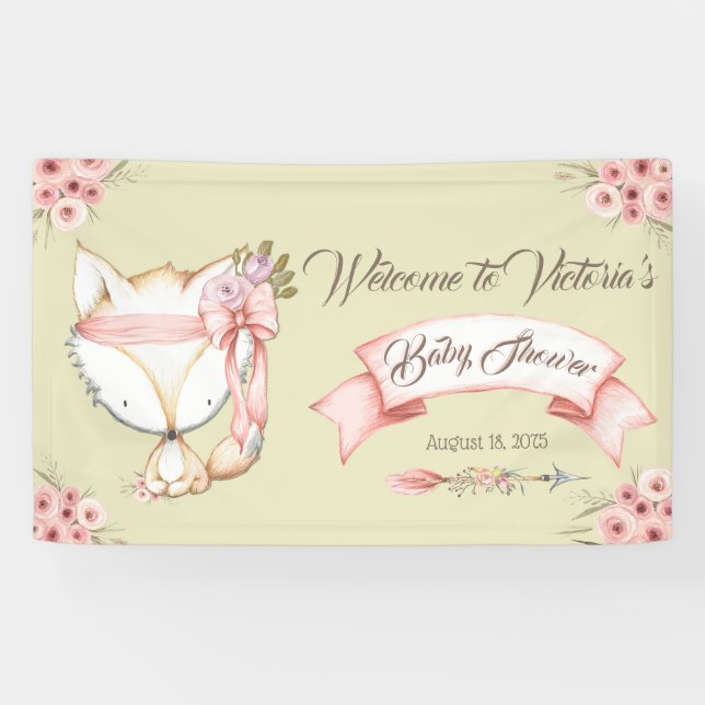 Girl Fox Baby Girl Duschbanner Banner (Horizontal)