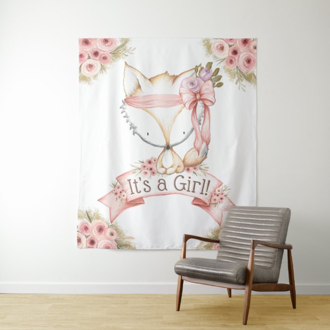 Girl Fox Babydusche Hintergrund Wandteppich (Beispiel)