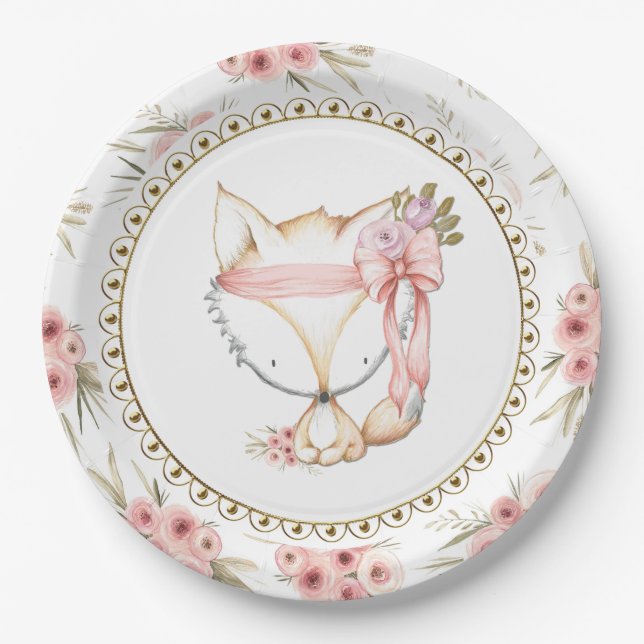 Girl Fox Babydusche Teller (Vorderseite)