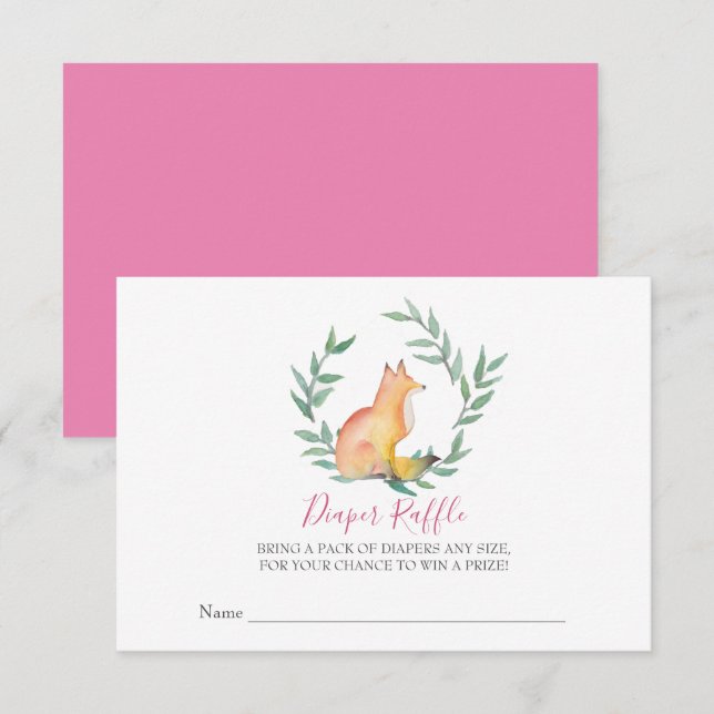 Girl Fox Babydusche Windelwanne Einladung (Vorne/Hinten)