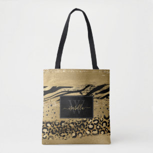 Girl Fun Modern Gold Glitzer Script Monogram Tasche
