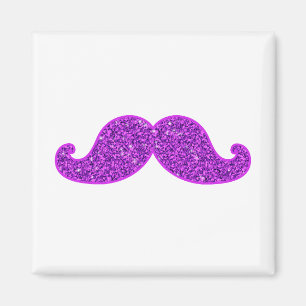 Girl fun Retro Schnurrbart lila Glitzer gedruckt Magnet