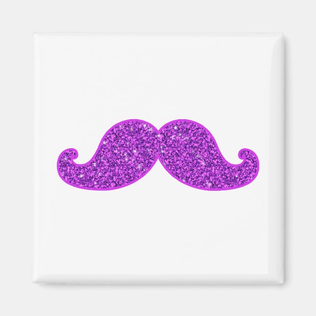 Girl fun Retro Schnurrbart lila Glitzer gedruckt Magnet (Vorne)