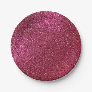 Girl Funkelnd Wine Burgundy Roter Glitzer Pappteller