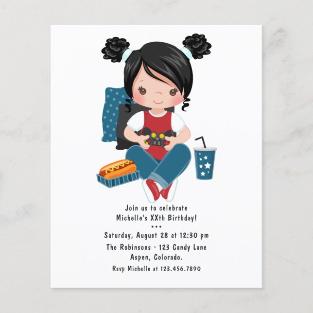Girl Game Night Video Game Sleepover Party Einladu Flyer (Vorne)
