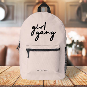 Girl Gang Girl Power Moderner Feminismus Rosa Ro Bedruckter Rucksack