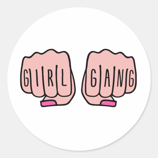 Girl Gang Runder Aufkleber (Vorderseite)