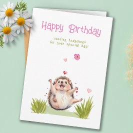 Girl Garden Hedgehug Ganzjährig Geburtstag Karte