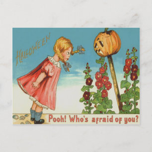Girl Garden Kürbislaterne Pumpkin Postkarte
