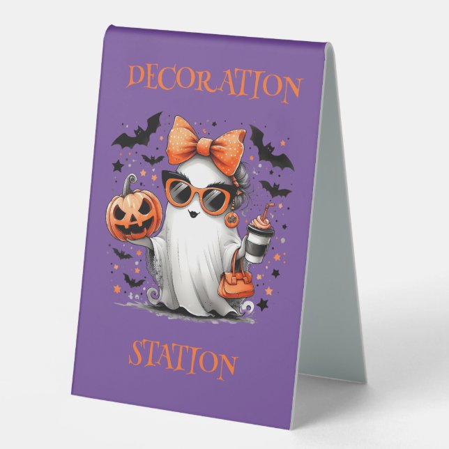 Girl Ghost Decoration Station Tabletop-Zeichen Tischaufsteller (Vorderseite)