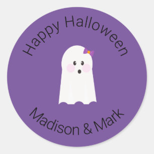 Girl Ghost und Candy Halloween Gefallen Runder Aufkleber