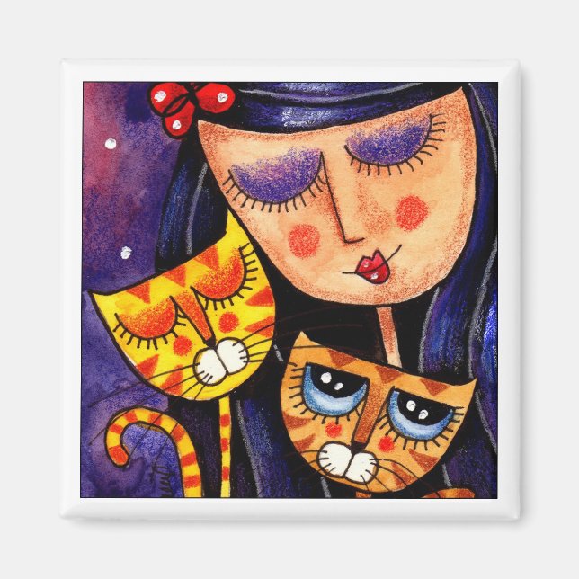 Girl & Ginger Cats - Magnet 2 (Vorne)
