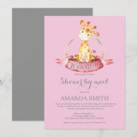 Girl Giraffe Baby Shower by Mail Einladung