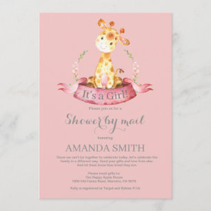 Girl Giraffe Babydusche per Mail Einladung