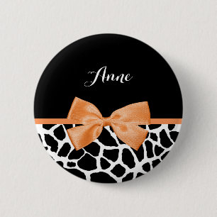Girl Giraffe drucken Orangenband mit Namen Button