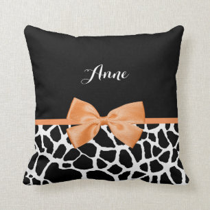 Girl Giraffe drucken Orangenband mit Namen Kissen