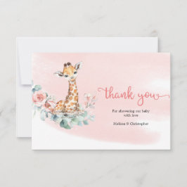  Girl-Giraffe, rosa Blume Eukalyptus Dankeskarte