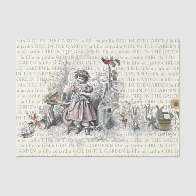 Girl-Girl-Blume im französischen Garten Entdecken Seidenpapier (Vorderseite)