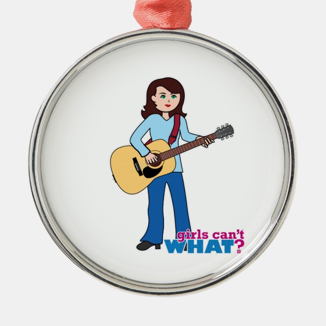 Girl-Gitarrenspieler Silbernes Ornament (Vorne)
