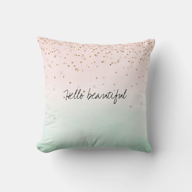 Girl Glam Blush Pink Minze Gold Sparkone Kissen (Vorderseite)