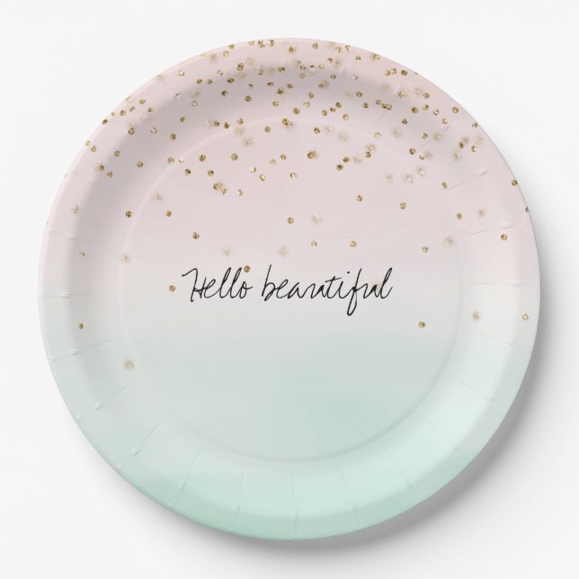 Girl Glam Blush Pink Minze Gold Sparkone Pappteller (Vorderseite)