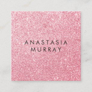 Girl & Glam Blush Pink Rose Gold Glitzer Glitzern Quadratische Visitenkarte