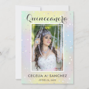 Girl Glam Irridesent Pink Foto Quinceanera  Einladung