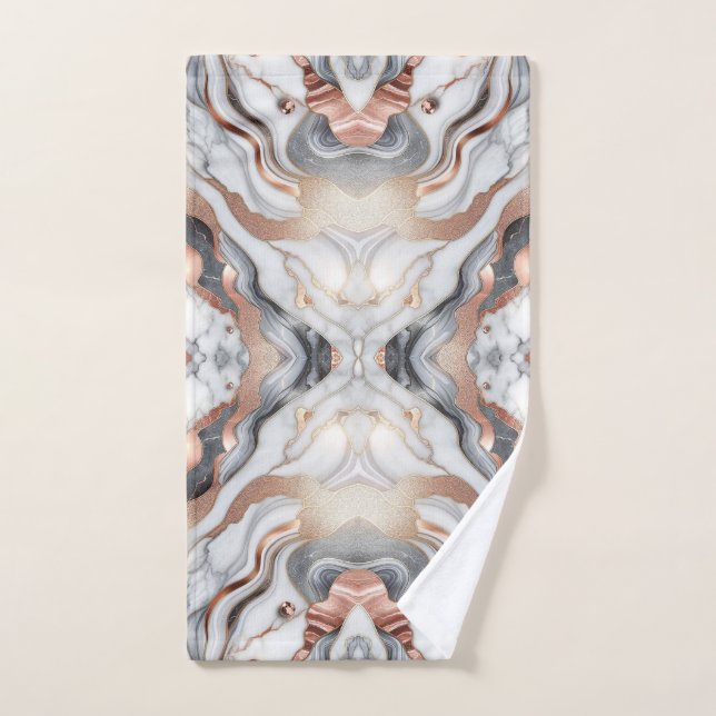 Girl Glam Rose Gold Argent & Marbre blanc (Serviette à main)
