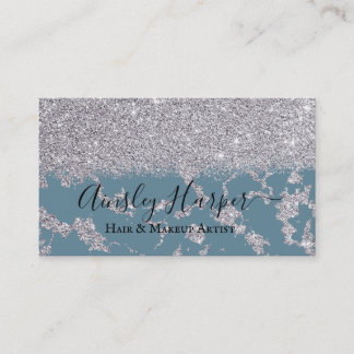 Girl Glamour Silver Glitzer Marmor Gradient Visitenkarte