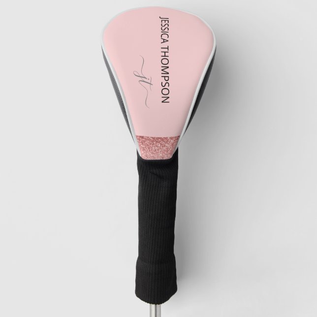 Girl-Glitzer Blush Pink Einfache Monogrammbezeichn Golf Headcover (Vorderseite)