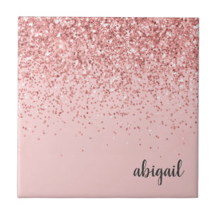 Girl Glitzer Blush Pink Sparkle Modernes Party Fliese