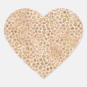 Girl Glitzer Gold Peach Leopard Print Herz-Aufkleber
