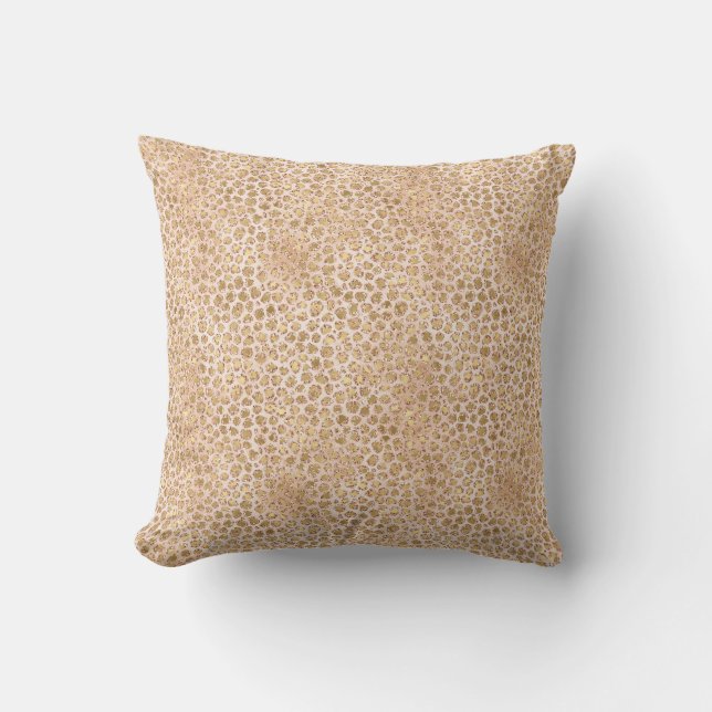 Girl Glitzer Gold Peach Leopard Print Kissen (Vorderseite)