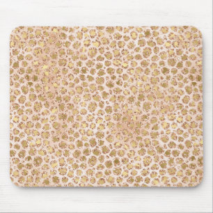 Girl Glitzer Gold Peach Leopard Print Mousepad