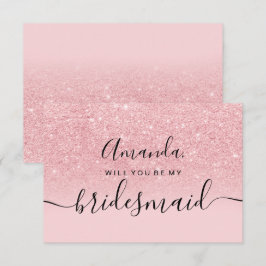 Girl Glitzer Pink ombre Drehbuch meiner Brautjungf Einladung