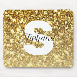 Girl-Gold-Glitzer-Glitzern-Monogram-Skriptname Mousepad