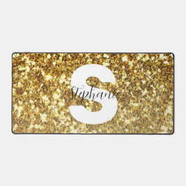 Girl-Gold-Glitzer-Glitzern-Monogram-Skriptname Schreibtischunterlage