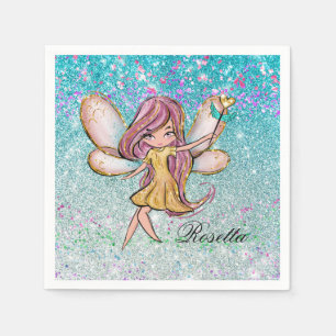 Girl Gold Lila Blue Glitzer Sparkone Fairy Dust Serviette